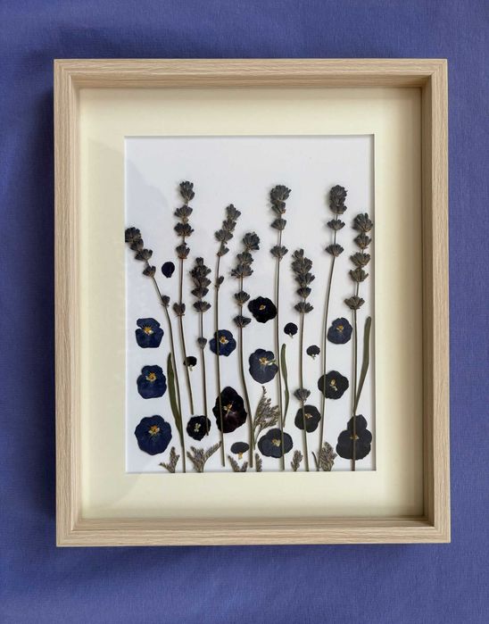 Obraz z kwiatami suszonymi 21,5x26cm "Lawenda"