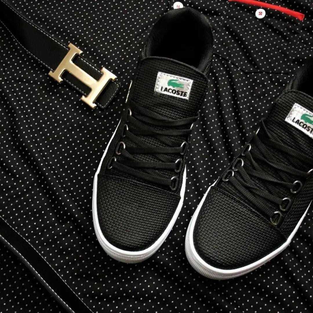Чоловічі кеди Lacoste кросівки Лакоста літо весна НАЛОЖКА Чорні