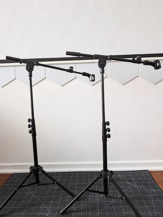 Suporte de microfone + braço + duas pinças