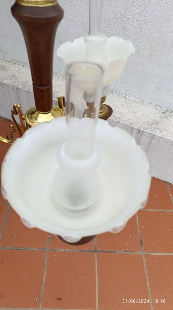 Candeeiro vintage metal e vidro