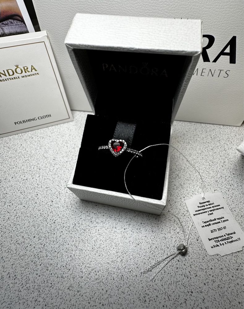 Каблучка Pandora "Червоне серце", розпродаж, СУПЕР ЦІНА.