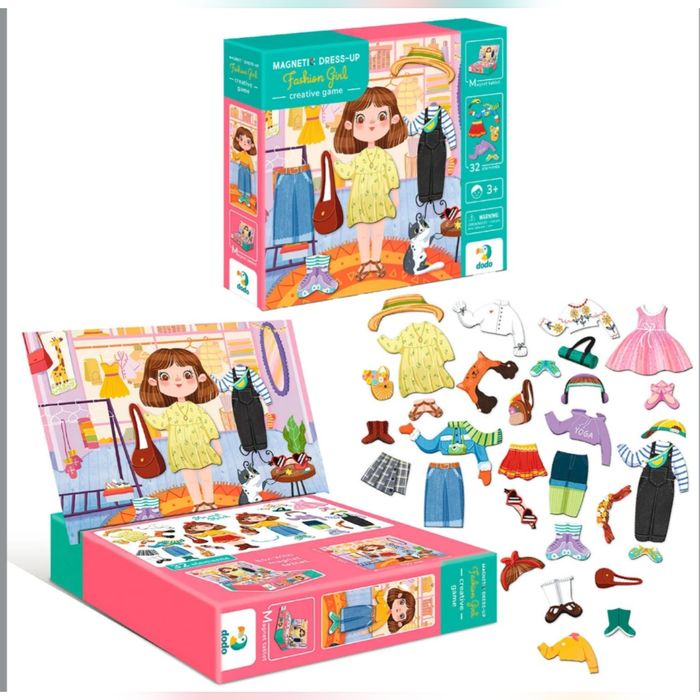 Магнітна гра одягалка Додо Модниця 32 магніти ігрове поле