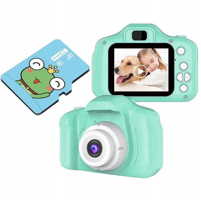 Aparat Cyfrowy dla Dzieci Dziecka Fotograficzny Zielony KARTA 4GB