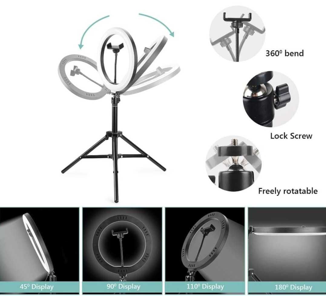 Lampa pierścieniowa LED GOAMZ ze statywem, 10-calowa