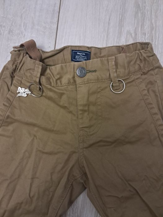 Spodnie eleganckie brązowe slim chlopięce Gap r 110