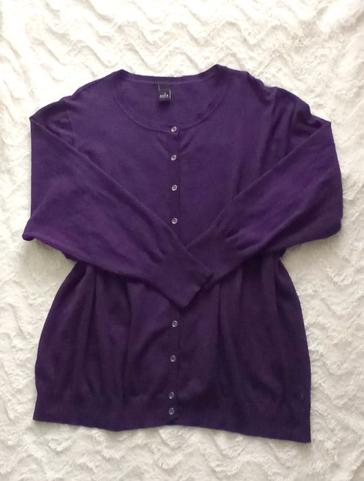 Sweter rozpinany Adia 52 54 fioletowy wiskoza