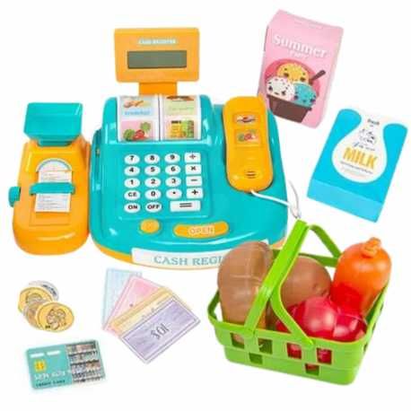 Kasa sklepowa z koszykiem na zakupy prezent dla dziecka