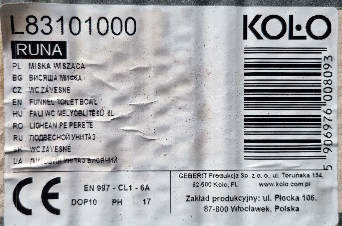 Miska zawieszana WC Runa marki Geberit/Koło