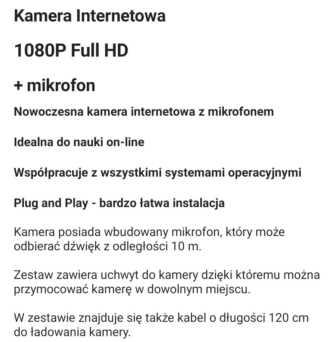 Kamera internetowa z mikrofonem 1080P fullHD