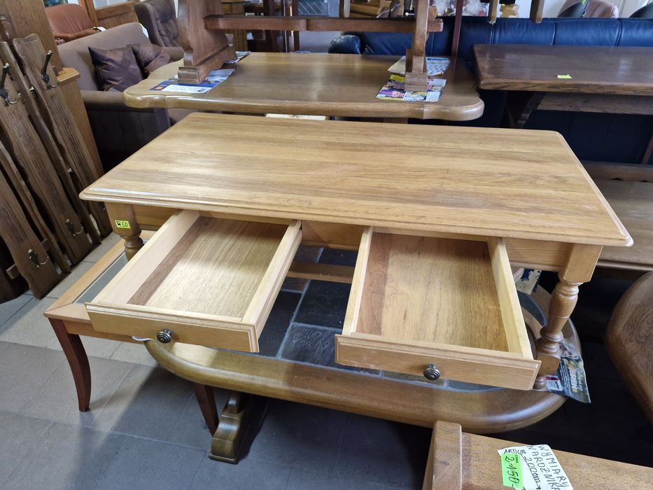 Stolik kawowy z szufladami drewno blat: 60x115 cm wys. 48 cm wysyłka