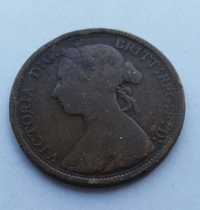 D4+ M329,Stara moneta 1/2 half pence 1885 Victoria Wielka Brytani brąz