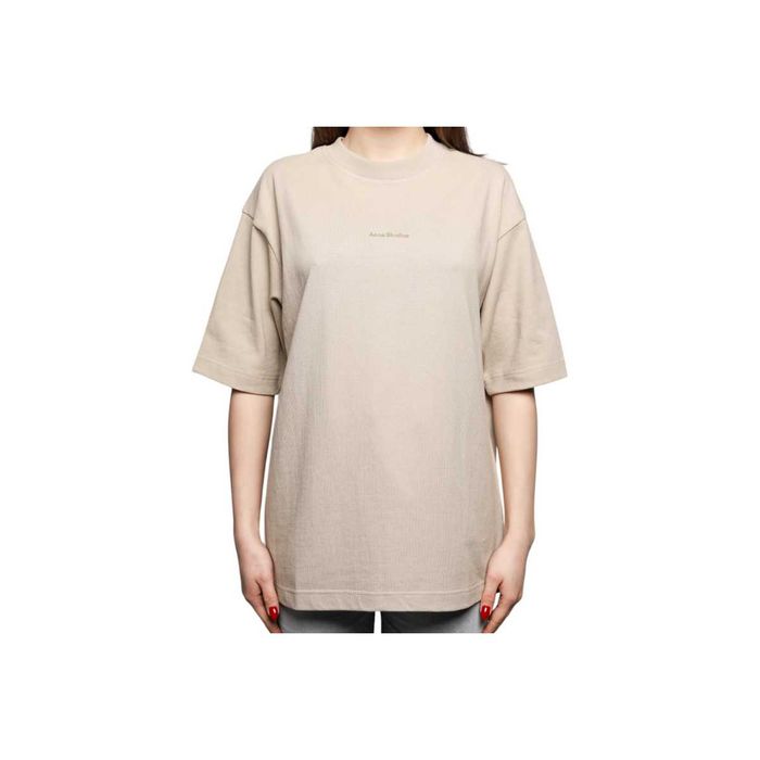Футболка Acne Studios Logo cotton jersey T-shirt Oyster Grey