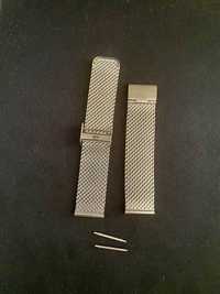 Bransoleta, pasek do zegarka mesh - stal, stalowa, srebrna 20 mm