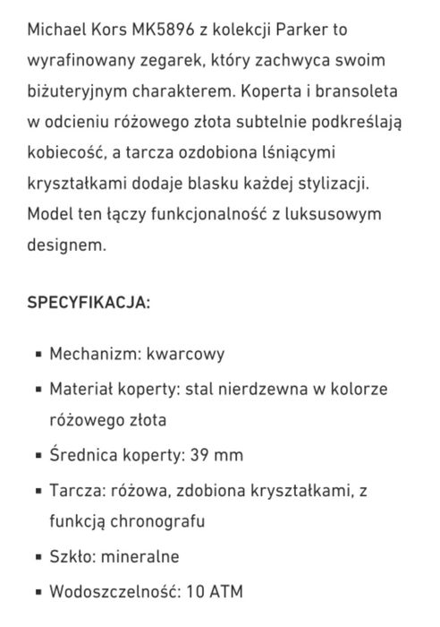 Zegarek Damski MK 5896