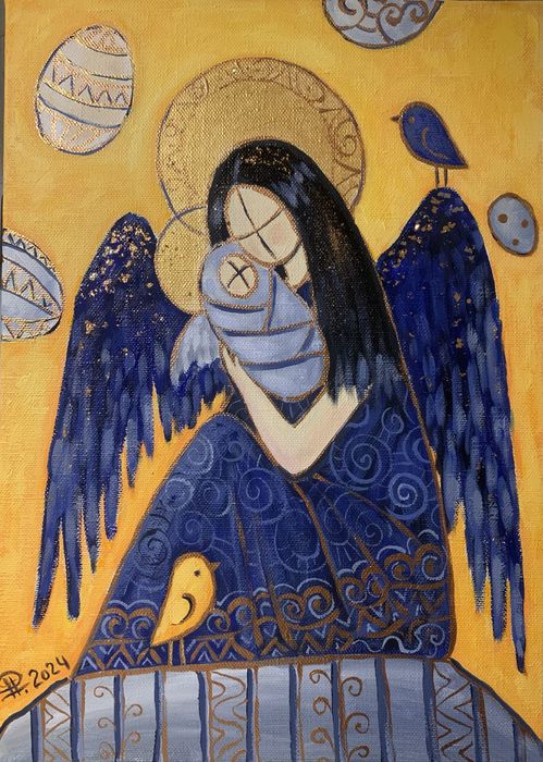 Картина Янголи, Ангели акриловими фарбами на полотні