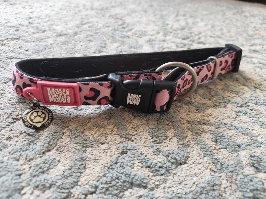 Max and Molly obroża dla psa różowa panterka