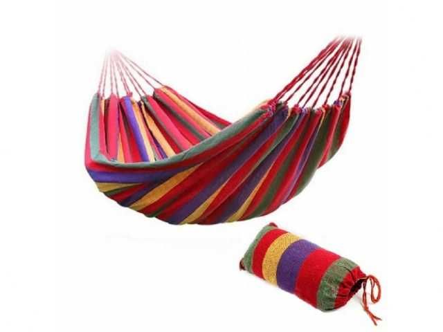 Hamak ogrodowy duży wiszący 300x160 mocny 240kg czerwony