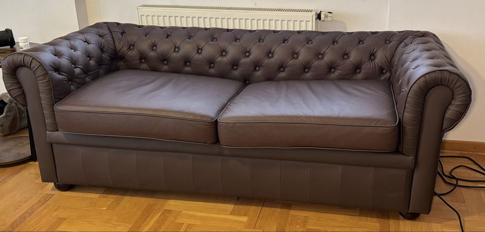 Komplet wypoczynkowy dla 4 osób CHESTERFIELD Skóra naturalna