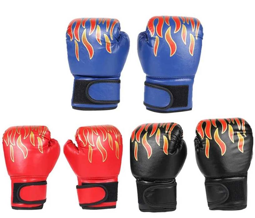 Детские и подростковые боксерские перчатки черные красные