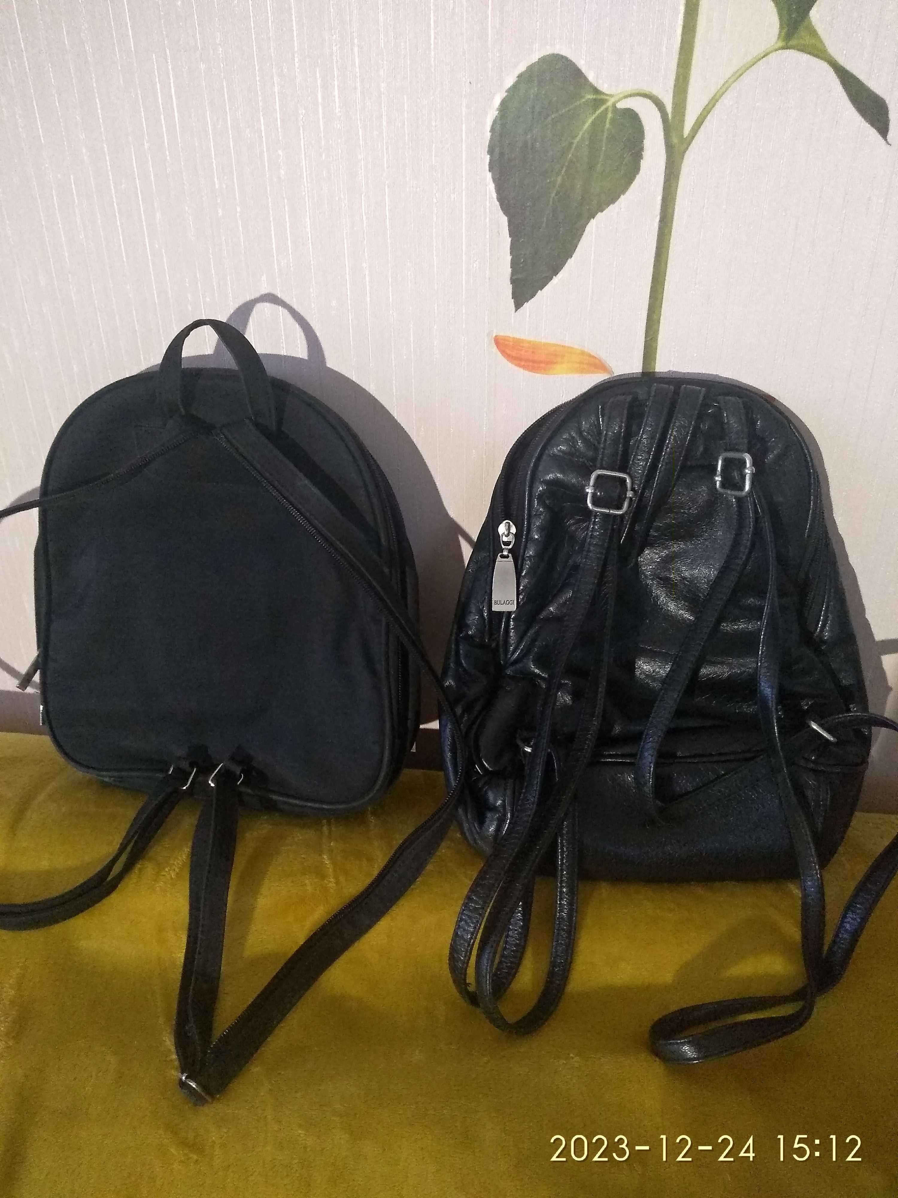 Рюкзак сумка Bulaggi натуральная кожа (лайка) черный маленький