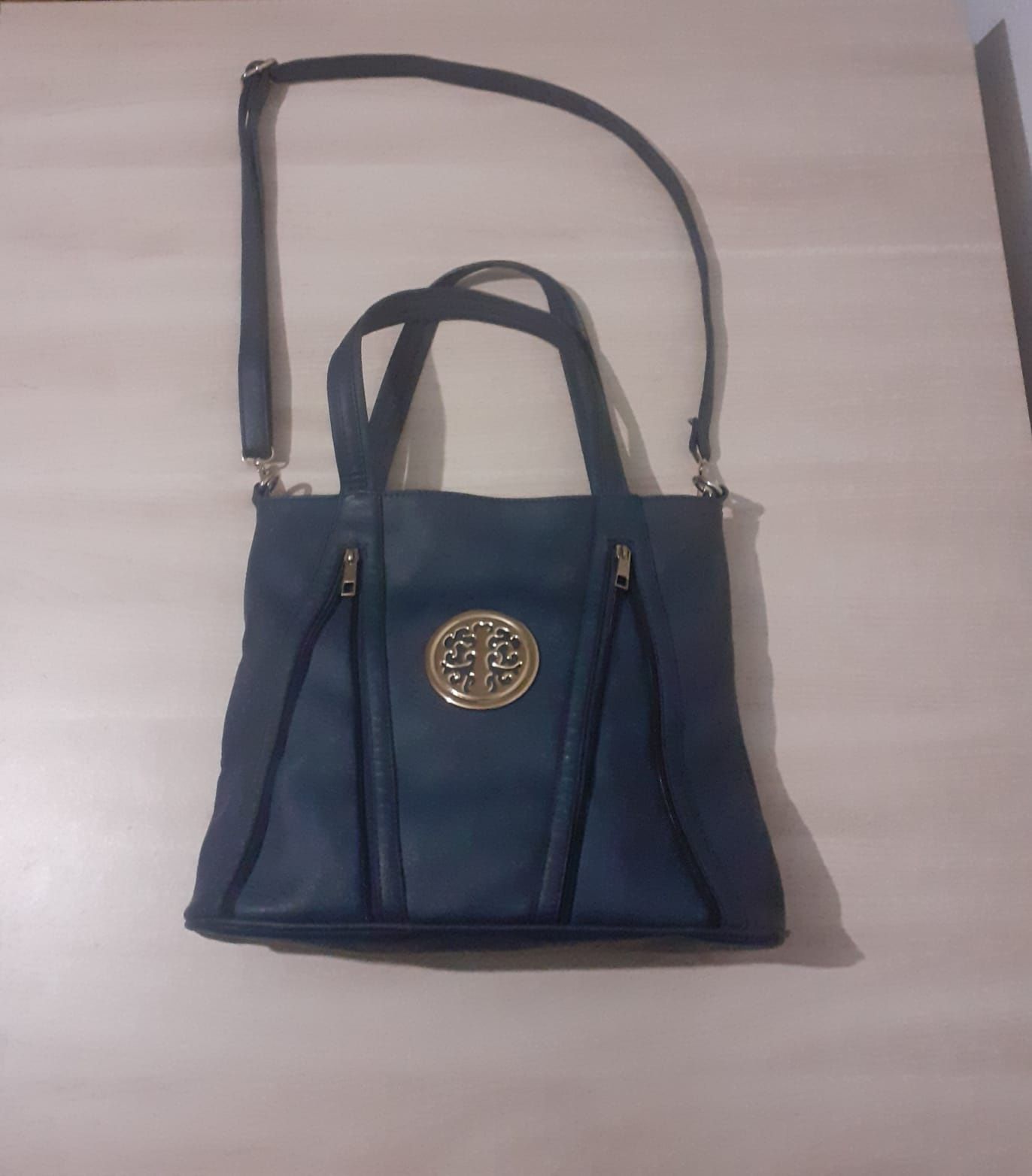 Mala/ Bolsa de Couro Azul Nova