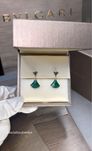 Золотые Серьги BVLGARI Оригинал с малахитом и бриллиантами