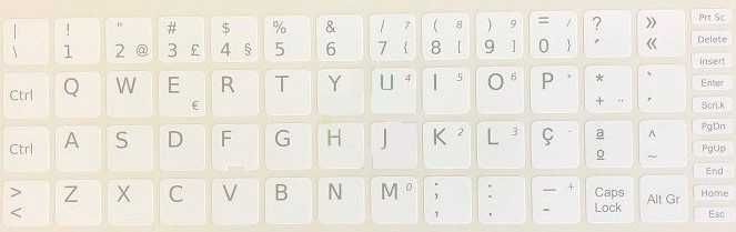 Teclado Autocolantes 13x13 branco para teclado layout Português