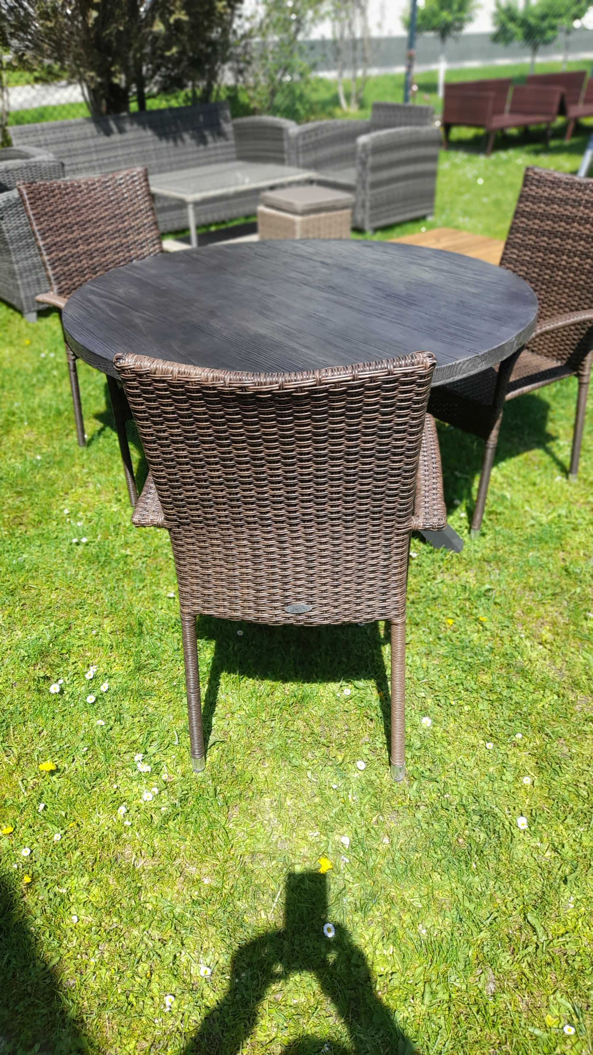 Stół ogrodowy okrągły + 3 krzesła