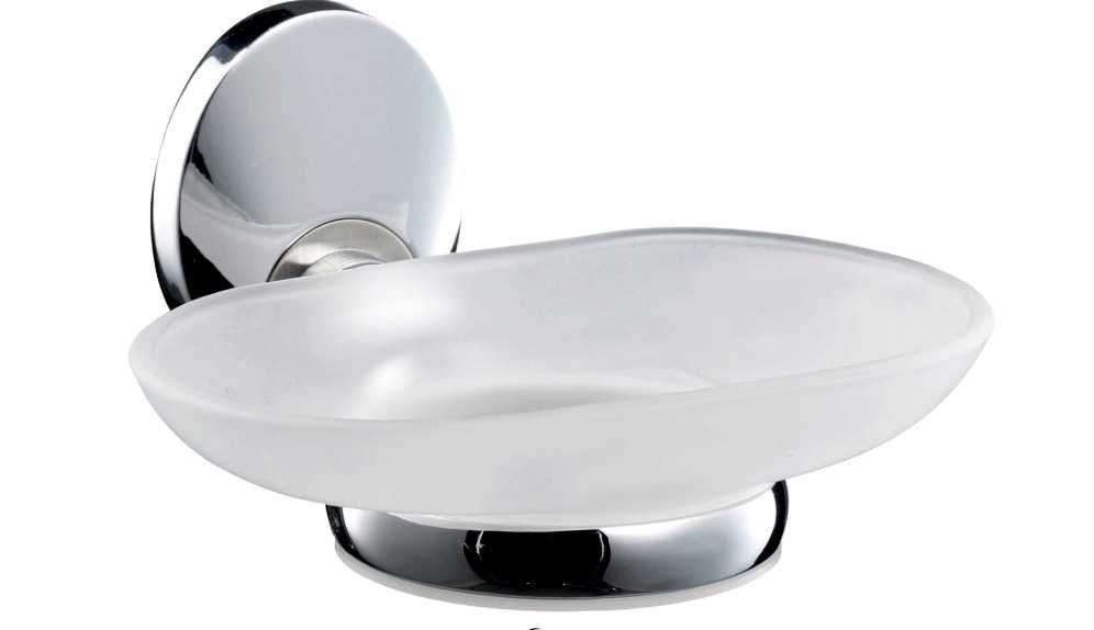 Mydelniczka szklana naścienna GALEDO srebrna szary metal matowe szkło