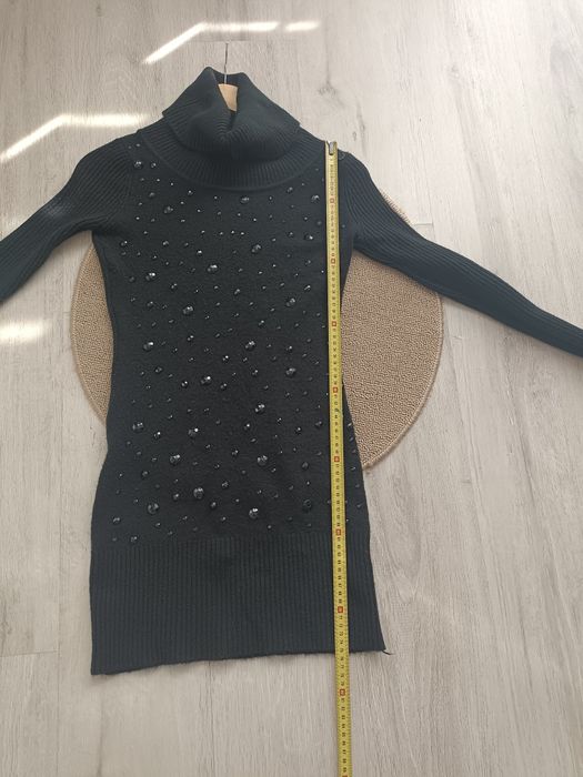 Czarna sukienka, długi sweter, golf, tunika, rozmiar z metki L/ XL