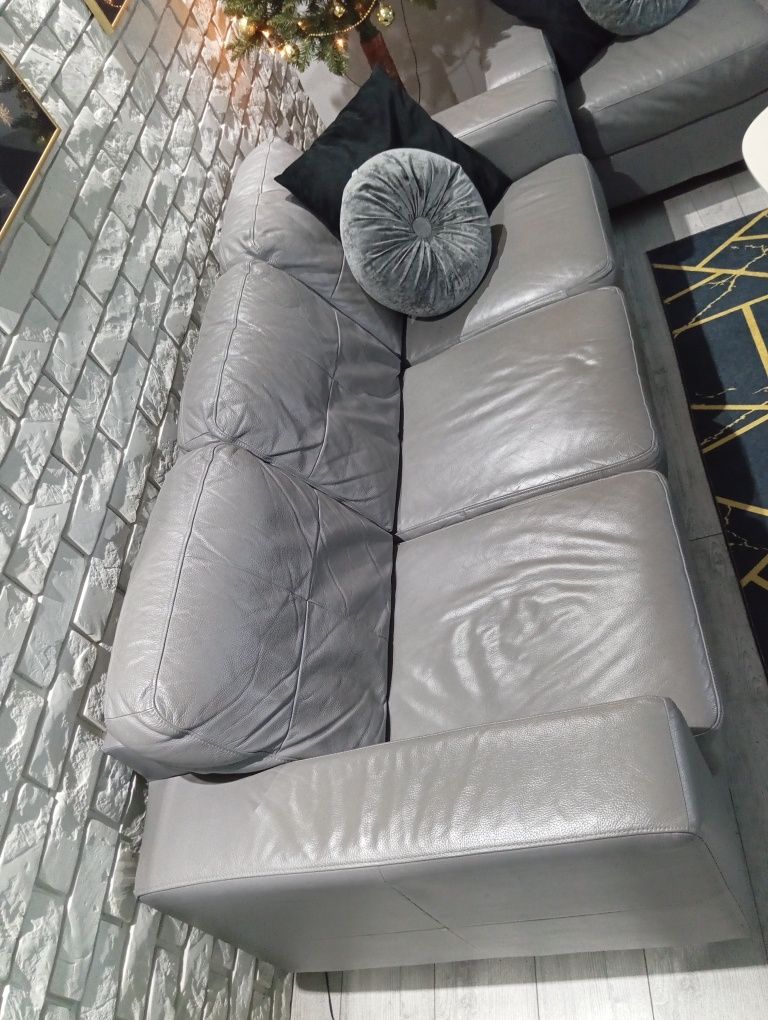 Sofa kanapa x2 SKOGABY IKEA szara skóra skórzana