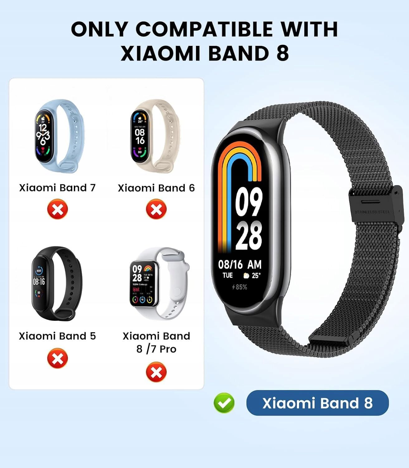 Bransoletka Do Zegarka Xiaomi MI Band 8 Czarna