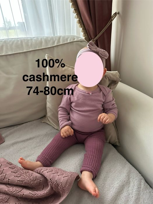 Kaszmirowe legginsy w prążek getry cashmere 74 80 cm Zara kaszmir