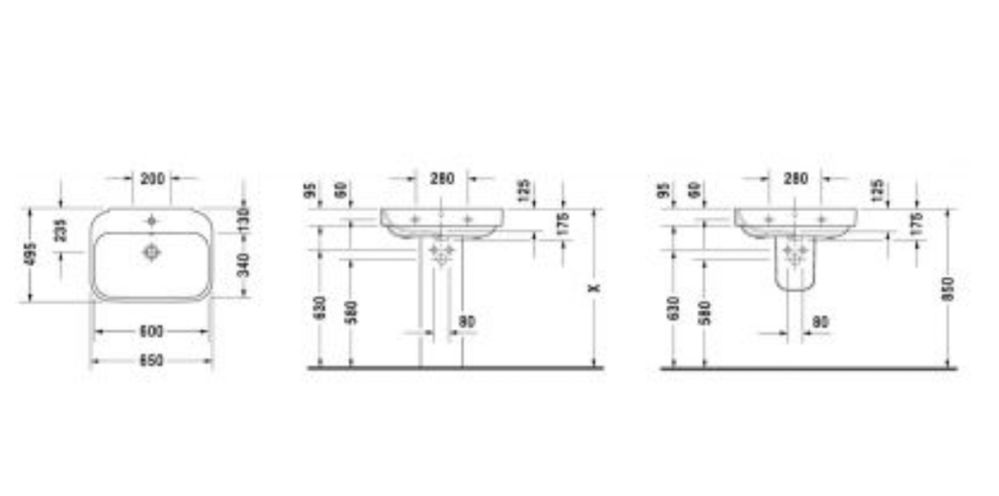 Duravit Happy D.2 umywalka 65x49,5 cm ścienna prostokątna biała 231665