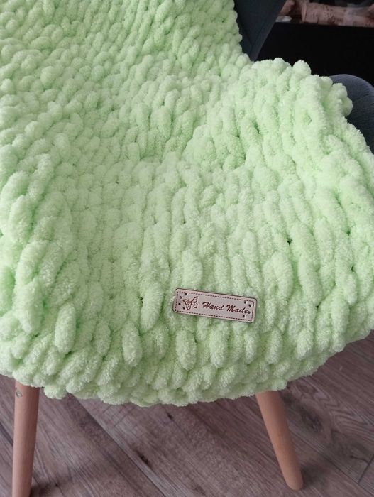 Kocyk dziecięcy ręcznie robiony seledynowy