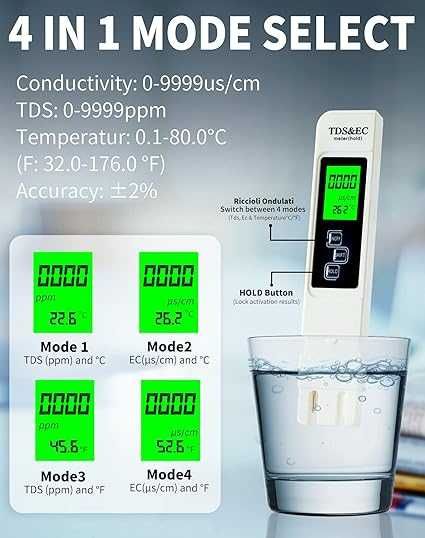 Miernik PH TDS EC PH Temperatura Zestaw 4 w 1 Tester jakości wody
