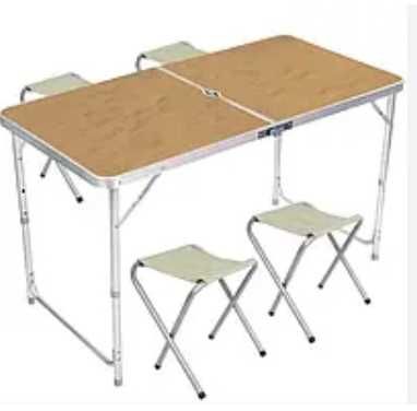 Стіл для пікніка, кемпінгу туризму саду, 4 стільці світле дерево