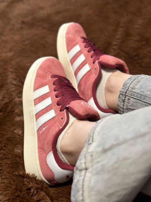 Жіночі замшеві нові кросівки Adidas Campus Pink зручні рожеві стильні