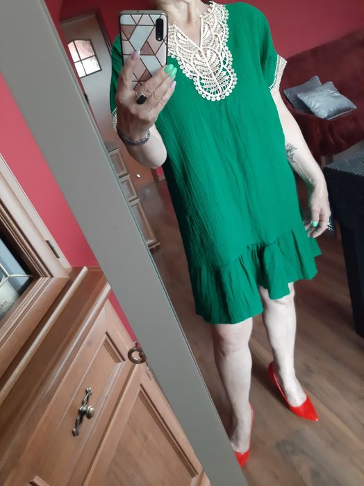 Zielona tuniko- sukienka.