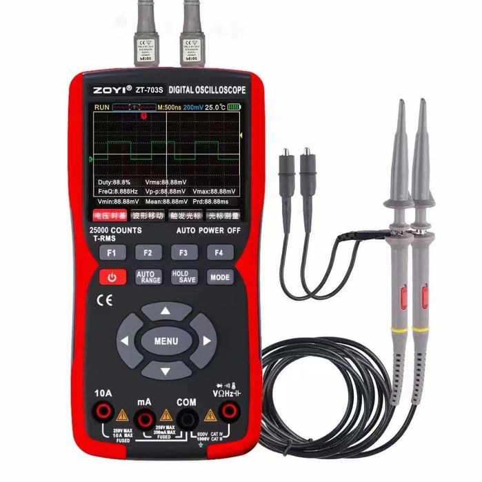 Zoyi ZT-703S oscyloskop 2x50Mhz, multimetr, 2 sondy