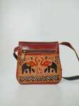 Vintage etno genuine leather hippie bag skórzana torebka w słonie