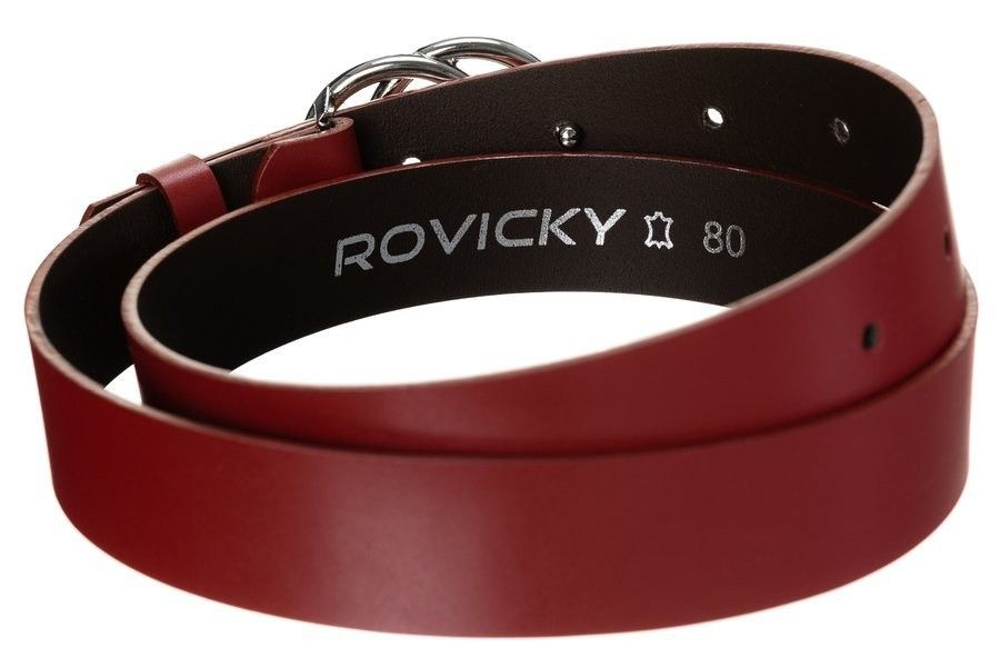 gładki, skórzany pasek damski ze srebrną, podwójną klamrą  - rovicky
