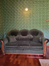 Sofa i fotel, ciemna zieleń, idealne do gabinetu czy kancelarii