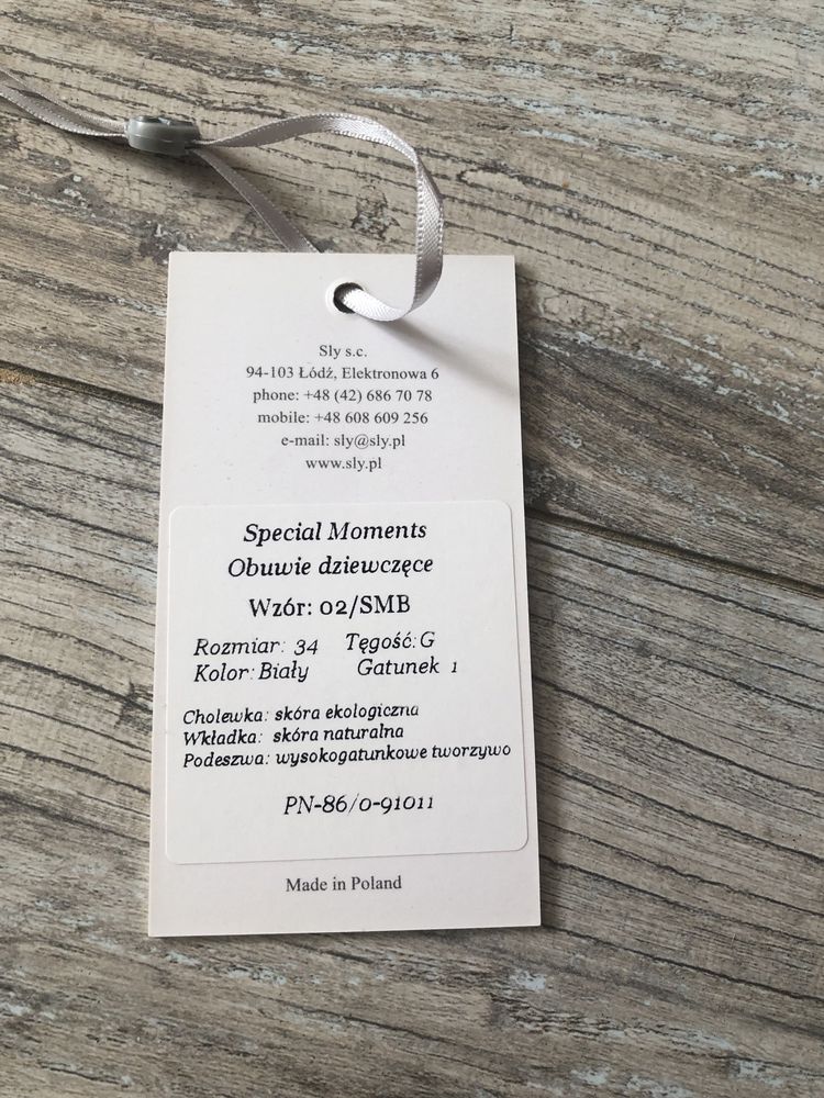 Buty komunijne dla dziewczynki r 34 cm firma SLY