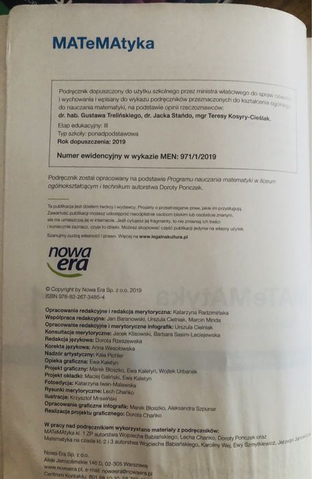 Podręcznik Matematyka 1 , nowa era