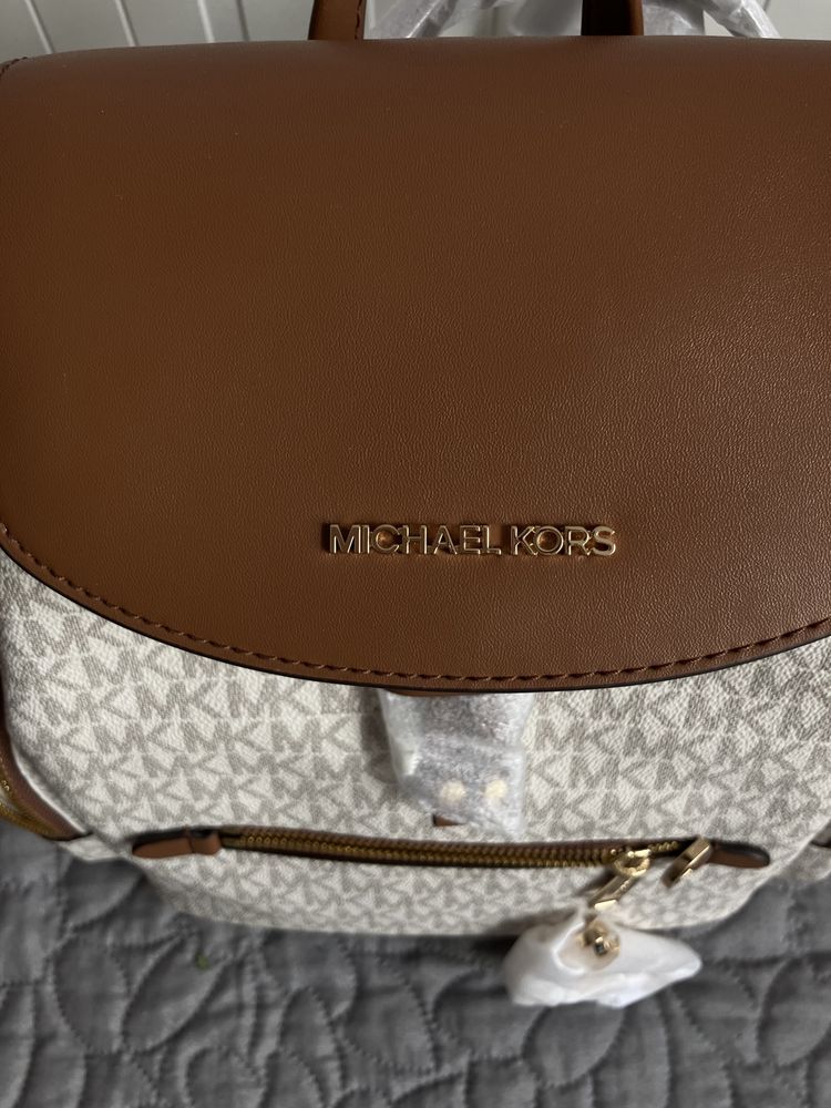Oryginalny plecak Michael Kors jet set medium logo vanilla