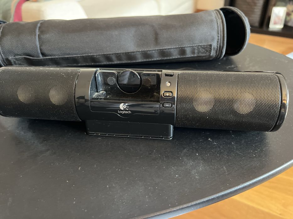 colunas portáteis Logitech mm32 com saco