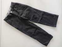 104 110 RESERVED Spodnie eleganckie regulacja-pas czarne-szare prążki