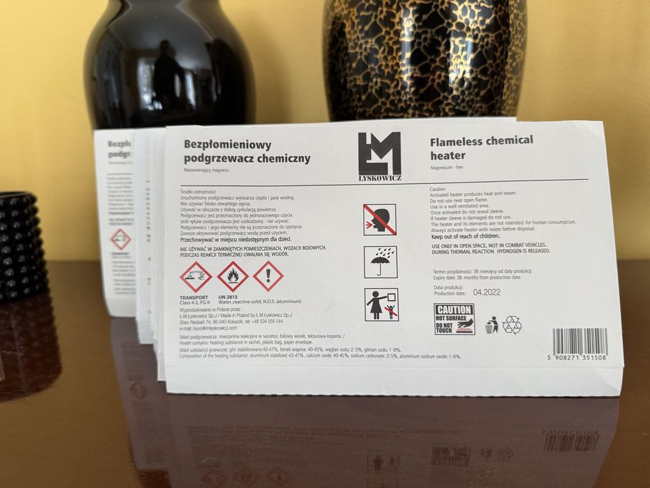 Bezpłomieniowy Podgrzewacz Chemiczny Dań Posiłków - 13 sztuk