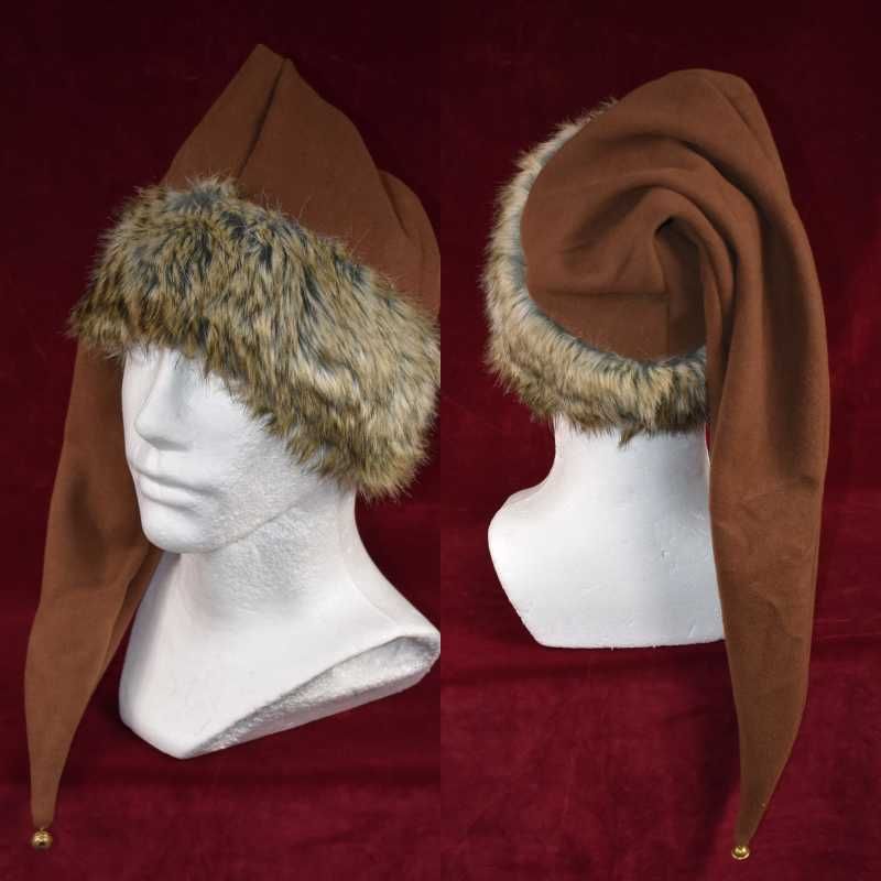 Czapka świąteczna skrzata elfa brąz 45 cm